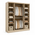 Armoire penderie ouverte en bois et métal, chêne clair, 180 × 50 × 200 cm