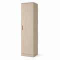 Armoire de rangement rectangulaire à 1 porte en panneaux de particules mélaminés, chêne clair et laiton, 40 × 50 × 180 cm